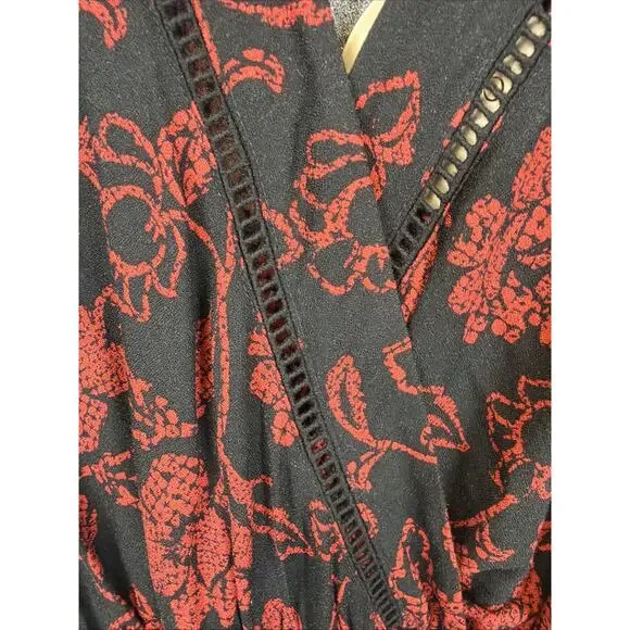 NWT Apricot Black Red Floral Pattern Maxi Long Dress #1387 Size XL - Picture 3 of 6